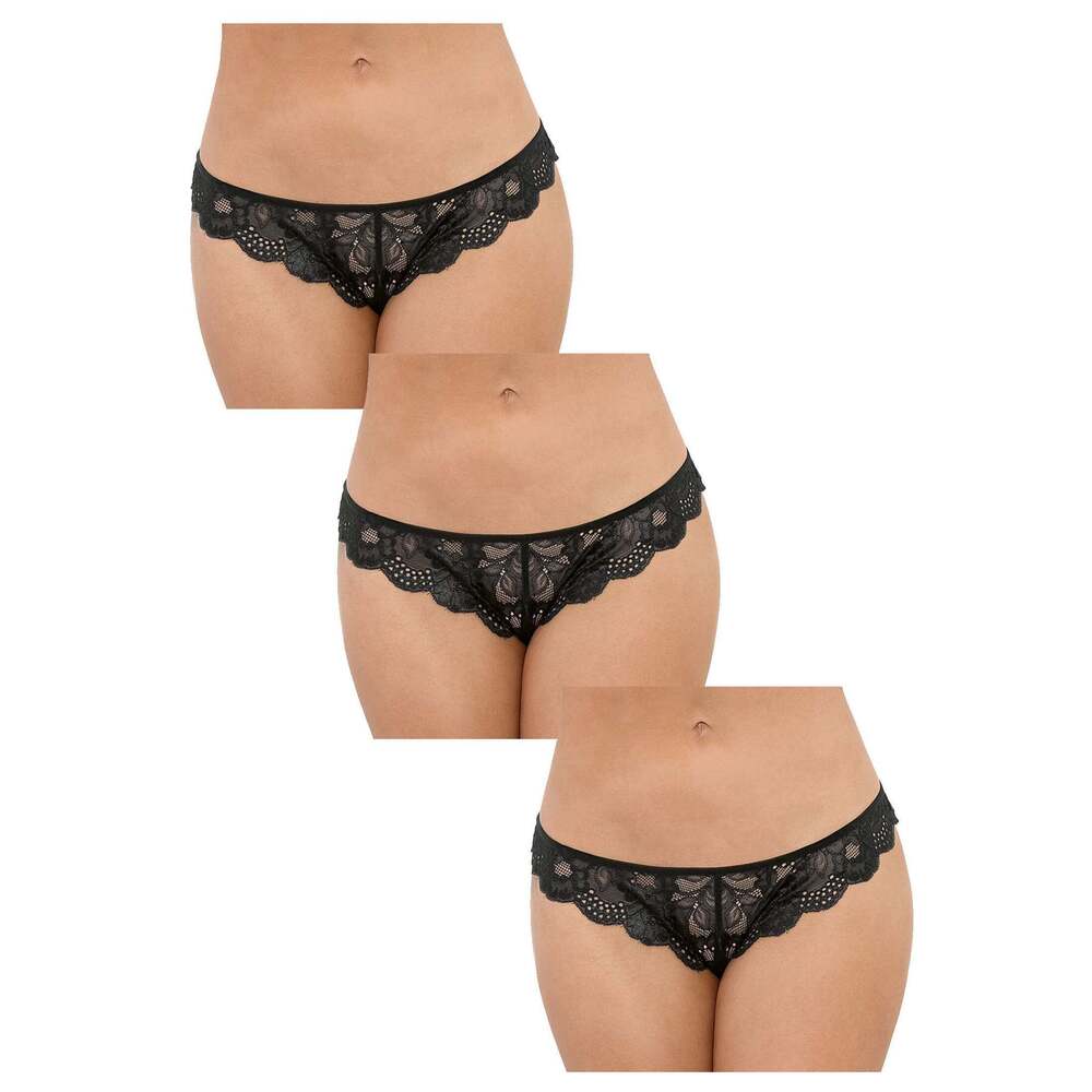 Escante - 75130 - 3 PACK CROCHLESS TANGA - BLACK